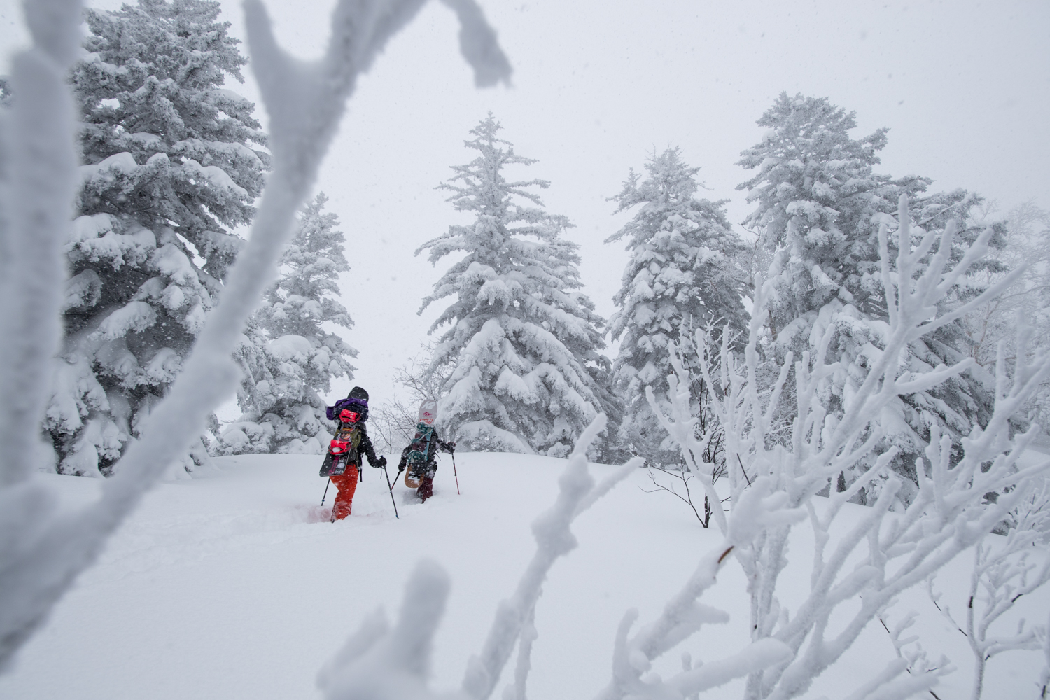 Climb the deep snowy slopes of Mt. Furano, which I have longed for.It's a step-by-step process with physical strength, but the joy of coming here is greater. Photo: Takahiro Nakanishi
